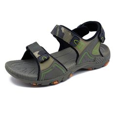 Fade-resistant Sport Sandals For Summer Outdoor, Sporty Fade-resistant Sandals For Outdoor, Green Non-slip Synthetic Sandals, Rugged Slip-on Outdoor Sandals, Mens Sandals Fashion, Cheap Non-slip Men's Sport Sandals, Camo Men, Sandal Fashion