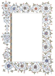 a square frame with flowers and leaves on it