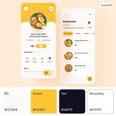 the food app is designed to look like it has different menus and ingredients on it