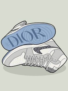 a pair of shoes with the word dior on them