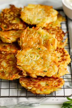 some food is sitting on a cooling rack