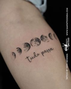 Moonphase Tattoo, Moon Phases Tattoo Designs, Phases Of The Moon Tattoo, Moon Phase Tattoo, Earthy Tattoos, Moon Phases Tattoo, Mystical Tattoos, Phrase Tattoos, Hand Poked Tattoo