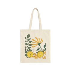 One size perfect for everyday wear. A natural beige color bag with a beautiful botany design on both sides of the bag. This 100% Cotton canvas bag will show off great colors & durability that will last for years. 20in handles, make it easy to carry and hold items comfortably. Add a bright unique touch to your every day life with Botany Canvas Tote.  cotton canvas tote bag .: 100% cotton canvas .: Heavy fabric (12 oz/yd² (406.9 g/m .: 16" x 15"  .: Sewn-in label .: Sewn down corners .: Bio-degradable material Botanical Style Canvas Tote Bag For Daily Use, Botanical Cotton Tote Bag, Botanical Style Canvas Bags For Everyday Use, Botanical Canvas Bags For Everyday Use, Everyday Rectangular Bag With Plant Print, Botanical Style Cotton Tote Bag, Spring Canvas Bag In Natural Color, Spring Yellow Canvas Bags, Spring Natural Canvas Bags