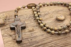 Handmade Cross Rosary For Blessings, Handmade Crucifix Rosary For Meditation, Gift Rosary With Wooden Beads And Crucifix, Wooden Beads Rosary With Crucifix As Gift, Lignum Vitae, Knotted Rosary, Wooden Rosary, Sacred Tree, Rosary Necklace