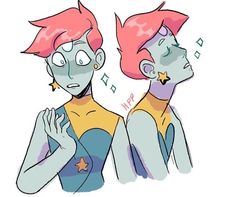 two people with pink hair are talking to each other and the caption reads, quick pilot pearl doodles before i work