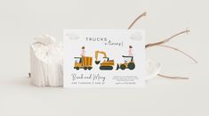 a card with an image of a woman on a construction vehicle