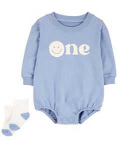 Perfect for baby's first birthday, this sweet set is complete with a long-sleeve bubble bodysuit and a pair of super cute coordinating socks. Sweet One First Birthday Boy, Sweet One First Birthday, Baby Boy Birthday Outfit, First Birthday Boy, Baby's First Birthday, Baby Boy Birthday, Baby 2, Carters Baby Boys