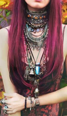 layered necklace Boheme Style, Witchy Style, Dark Circus, Scene Girl, Mode Hippie, Estilo Hippie, Hippy Chic, Mode Boho, Bohol