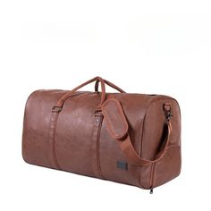 Introducing our classic vintage-style leather duffel, an essential for the modern traveler who appreciates durability and style. This duffel combines the robustness of high-quality leather with a spacious design, perfect for weekend getaways or extended trips. Its timeless look is complemented by practical features, ensuring it meets the demands of travel without sacrificing appearance. Material Composition: Crafted from high-grade leather that ages beautifully, gaining character with each trip. Brown Duffle Bag For Weekend Trips, Brown Soft Leather Travel Bag For Weekend Trips, Brown Duffle Bag With Luggage Sleeve For Overnight Trips, Brown Faux Leather Satchel For Travel, Faux Leather Travel Bag With Luggage Sleeve, Brown Travel Bag With Large Capacity For Overnight Trips, Brown Duffle Bag For Overnight Trips, Brown Duffle Bag For Trips, Brown Duffle Bag For Overnight Trips With Large Capacity