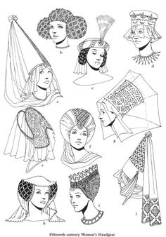 1100s Fashion, 15th Century Fashion, Middle Aged Women Fashion, Medieval Fairy, Middle Ages Art, Medieval Hats