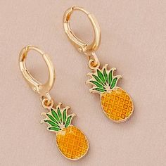 Brand New!! Lovely Small Pineapple Earrings!! Fun & Sweet! Perfect For Spring And Summer Time!!! New - In Package. Ready To Gift! Chic Beach Trip Day Daily Wear Lovely Springtime Summertime Vacation Vaca Fruit Juicy Accessories Accessory Jewelry Earrings Gift Present Couture Costume Design Hawaii Cute Perfection Perfect Trending Trends Trend Trendy Stylish Style Boho Lightweight Tropical Tropics Islands Island Tiktok Tik Tok Darling Statement Earrings Fruits Fashionable Fashion Novelty Pieces Pl Summer Pink Earrings With Fruit Design, Trendy Fruit Design Drop Earrings, Summer Fruit Design Earrings, Pineapple Accessories, Lion Earrings, Tropical Earrings, Pineapple Earrings, Rose Gold Flower, Tassel Drop Earrings