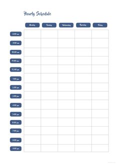 a printable weekly schedule for students to use on their school's calendars