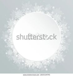 merry christmas card with snowflakes and place for text on grey background - stock photo