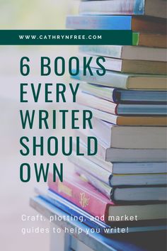 a stack of books with the title 6 books every writer should own