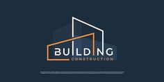 the logo for building construction, with an orange and white outline on top of it