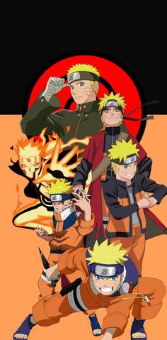 naruto and his friends are posing for the camera