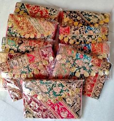 Handmade Wedding Favors, Patchwork Clutch, Engagement Gift Boxes, Indian Wedding Favors, Gujarati Wedding, Handmade Wedding Gifts, Handmade Wedding Favours, Clutch Bag Wedding, Bridal Handbags