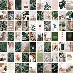 a collage of green plants and greenery is featured in this postcard design