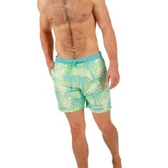 Embark on a sun-soaked adventure with these stylish men's green Corona board shorts, featuring a lively all-over print of swaying palm trees that effortlessly blend laid-back charm with vibrant design. The shorts are crafted from polyester microfiber twill with a mesh lining and are equipped with a convenient back pocket. The drawstring adjustable elastic waistband ensures a comfortable fit for sizes XS to 3XL, making them a versatile choice for your beach outings and casual occasions. Machine w Green Swim Trunks With Built-in Shorts For Summer, Tropical Style Swimwear With Tropical Print, Tropical Style Swimwear With Short Length And Tropical Print, Tropical Print Swimwear, Short Length, Green Swim Trunks For Summer Beach, Green Surfing Swimwear For Spring, Tropical Swim Trunks For Spring Vacation, Tropical Swim Trunks For Vacation In Spring, Tropical Swim Trunks With Built-in Shorts For Summer