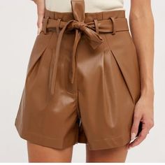 Bluivy. Faux Leather Shorts High Waisted Belted Wide Leg Flared With Pockets S Color Black Size M Check Out My Closet For Bundles And Receive An Additional Discount Fall Season Belted Short Bottoms, Elegant Fall Shorts For Day Out, Elegant Fall Day Out Shorts, Brown Faux Leather Bottoms For Spring, Chic Brown Belted Bottoms, Chic Shorts For Day Out In Fall, Short Length Bottoms For Date Night In Fall, Short-length Bottoms For Date Night And Fall, Spring Leather Belted Bottoms