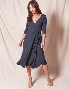 Wrap Dress Outfit Casual, Wrap Dress Outfit, Wrap Dress Casual, Cotton Wrap Dress, Blue Wrap Dress, Tie Dye Scarves, Bamboo Dress, Long Sleeve Sequin Dress, Bamboo Clothing