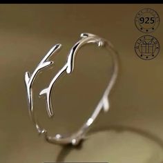 Minimalist Sterling Silver Branch Shaped Adjustable Ring. Nwt. Smoke-Free Home. Deer Ring, Deer Rings, Deer Antler Ring, Antler Ring, Unusual Jewelry, Deer Antler, Men's Jewelry Rings, Thumb Rings, Wrap Rings