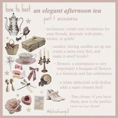 a poster with an image of tea and other items