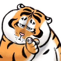 a drawing of a tiger pointing at something