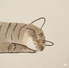 a drawing of a cat sleeping on the ground