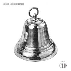 a drawing of a metal bell on a white background