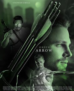 the movie poster for green arrow with an image of a man holding arrows in his hand