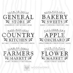 four logos for farm to table bakery stores