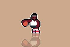 a pixellated image of a football player with a ball in his hand and the background is brown