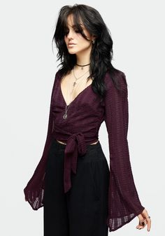 Goth Hippie, Look Grunge, Tailored Jumpsuit, By Any Means Necessary, Plum Purple, Printed Denim, Co Ord, Wrap Top