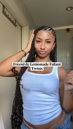 Short Twisted Braids, Lemonade Braids Fulani, How To Do Fulani Braids On Yourself, Lemonade Fulani Twist With Curls, New Braids Style 2024, Sade Adu Hairstyle Braids, Fulani Passion Twists Hairstyle, How To Style Lemonade Fulani Braids, Fulani Island Twist Braids Hairstyles