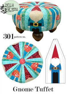 Gnome Tuffet Gnomes And Mushrooms, Boys And Girls Club, Bright Fabrics, Pattern Pieces, Applique Pattern, Book Quilt, Quilt Kit, Sewing Tips, Quilt Ideas