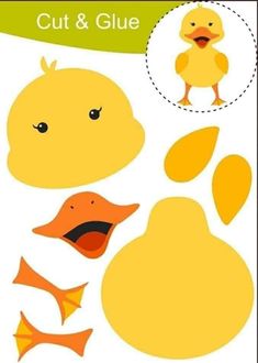 the cut and glue duck is shown in yellow