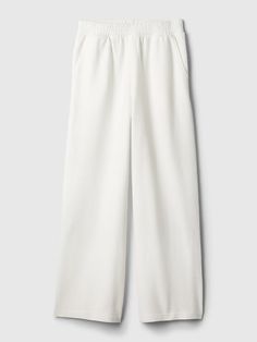 Textured Wide-Leg Ankle Sweatpants | Gap Relaxed Fit High-waisted Pull-on Sweatpants, High-waisted Relaxed Fit Pull-on Sweatpants, High-waisted Relaxed Fit Sweatpants, Elevated Casual Tapered Leg Pants With Ribbed Waistband, Straight Pants With Ribbed Waistband For Elevated Casual Occasions, Elevated Casual High-waisted Sweatpants With Elastic Waistband, Elevated Casual Solid Ankle-length Pants, Sporty Gap Bottoms With Side Pockets, Elevated Casual Tapered Leg Bottoms With Ribbed Waistband