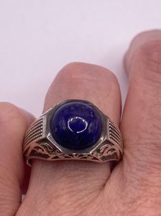 Vintage Blue lapis lazuli  Framed with Southwestern 925 sterling silver  Size 9.5  can be re sized to any size if you request it. There is a $20 jeweler's fee All rings are shipped in a nice gift box.   Check out our over a THOUSAND great reviews Engraving is $4 per letter and is not always perfect depending on the piece. It can take a few days if the jeweler is busy. This is payable to Paypal Judithsltd@gmail.com Lapis Lazuli Rings For Men, Lapis Lazuli Mens Ring, Lapis Lazuli Ring Vintage, Luxury Lapis Lazuli Rings, Silver Mens Ring, Luxury Cabochon Lapis Lazuli Rings, Sterling Silver Mens Rings, Blue Lapis Lazuli, Mens Silver Rings