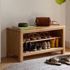 there is a shoe rack with shoes on it