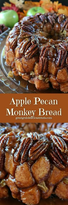 an apple pecan monkey bread on a plate