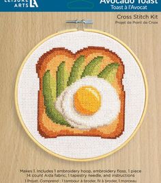 the cross stitch pattern has an egg on toast