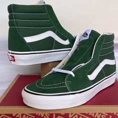 New In The Box Authentic Men’s Vans Sk8-Hi Color Theory Greener Past Vn0005u96qu Sneakers Vans High-top Green Skate Shoes, Vans Green High-top Skate Shoes, Green High-top Vans Skate Shoes, Classic Green Vans Sneakers, Green Vans High-top Lace-up Sneakers, Sporty Green Vans High-top Sneakers, Sporty Green High-top Vans Sneakers, Green Lace-up High-top Vans Sneakers, Vans Green Slip-on Skate Shoes