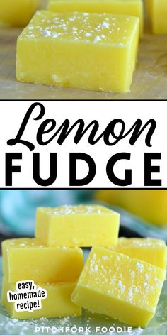 homemade lemon fudge recipe with text overlay