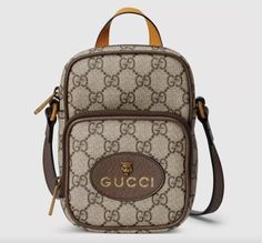 Gucci Neo Vintage Logo Mini Beige Ebony GG Brown Italy Shoulder Bag Handbag New | eBay Small Messenger Bag, Travel Bags For Women, Gucci Leather, Yellow Leather, Mini Handbags, Mini Crossbody Bag, Mini Crossbody, Vintage Logo, Vintage Bags