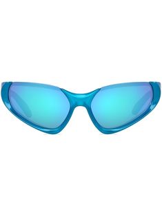 electric blue cat-eye frame mirrored lenses UV-protective lenses logo-embossed arm straight arms curved tips These glasses come with a protective case. Funky Sunglasses, Balenciaga Eyewear, Lens Logo, Frame Blue, Blue Sunglasses, Eye Frames, Style Sunglasses, Designer Glasses, Mens Eyewear