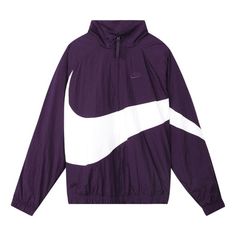 Nike Big Swoosh Sportswear Full Cardigan Woven Stand Collar Jacket For Men Purple AR3133-525 (Men's) Nike Fall Sportswear Track Jacket, Nike Sport Coat For Fall, Nike Fall Sport Coat, Nike Sporty Sport Coat For Fall, Purple Track Jacket For Fall Sports, Purple Fall Sports Windbreaker, Purple Fall Windbreaker For Sports, Nike Half-zip Sports Outerwear, Purple Winter Track Jacket Sportswear