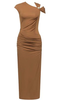 This ruched satin midi dress in brown will have her turning heads at any event! Classy and gorgeous. this dress features a flattering fit with a beautiful ruched waistband. Made from high... Satin Corset Dress, Plunge Mini Dress, Corset Midi Dress, Corset Style Tops, Satin Midi Dress, Stretch Satin, Corset Style, Plus Dresses, Printed Mini Dress