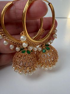 Height = 2 .5 inches Best gift option for your loved ones comes in an exquisite gift box. Highest quality and craftsmanship. Elegant Kundan Jhumkas As Gift, Luxury Green Jhumkas With Hand Set, Green Kundan Jhumkas For Gift, Green Kundan Earrings For Gift, Luxury Hand-set Green Jhumkas, Green Jhumka, Indian Wedding Sangeet, Kundan Jhumka, Jewelry Kundan