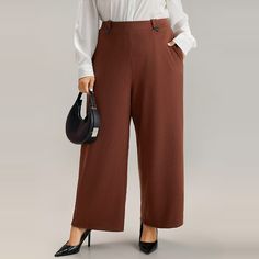 Shop Plain Button Detail Straight Leg Pants at BloomChic. Plus Size Clothing & Plus Size Pants. BloomChic is a digital-first fashion and lifestyle destination for modern women sizes 10-30. Elegant Brown Pants With Button Closure, Brown Pants With Button Closure For Fall, Fall Brown Pants With Button Closure, Fall Season Brown Pants With Button Closure, Winter Office Bottoms With Button Closure, High-waist Brown Pants With Buttons, Brown Wide Leg Bottoms With Buttons, High Waist Brown Bottoms With Buttons, Brown High Waist Bottoms With Buttons